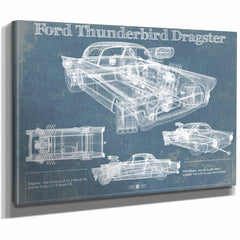 Ford Thunderbird Dragster Blueprint Vintage Auto Print
