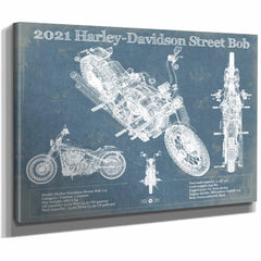 2021 Harley-Davidson Street Bob 114 Blueprint Motorcycle Patent Print