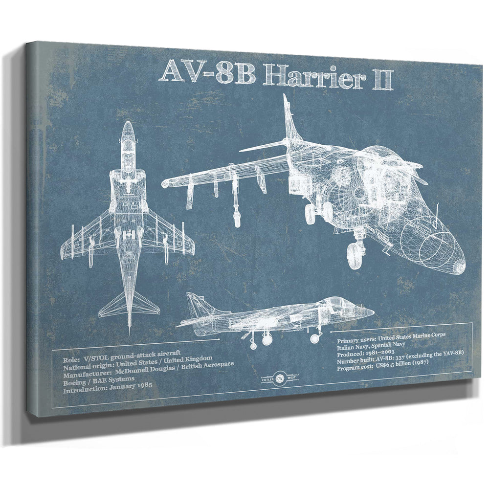 McDonnell Douglas AV-8B Harrier II Patent Blueprint Original Design Wall Art