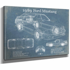 1989 Ford Mustang Vintage Blueprint Auto Print