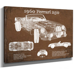 1960 Ferrari 250 Vintage Blueprint Auto Print