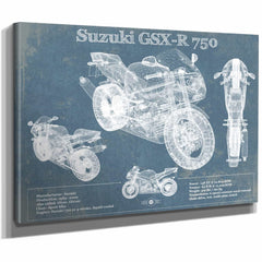 Suzuki GSX R750 Blueprint Motorcycle Patent Print