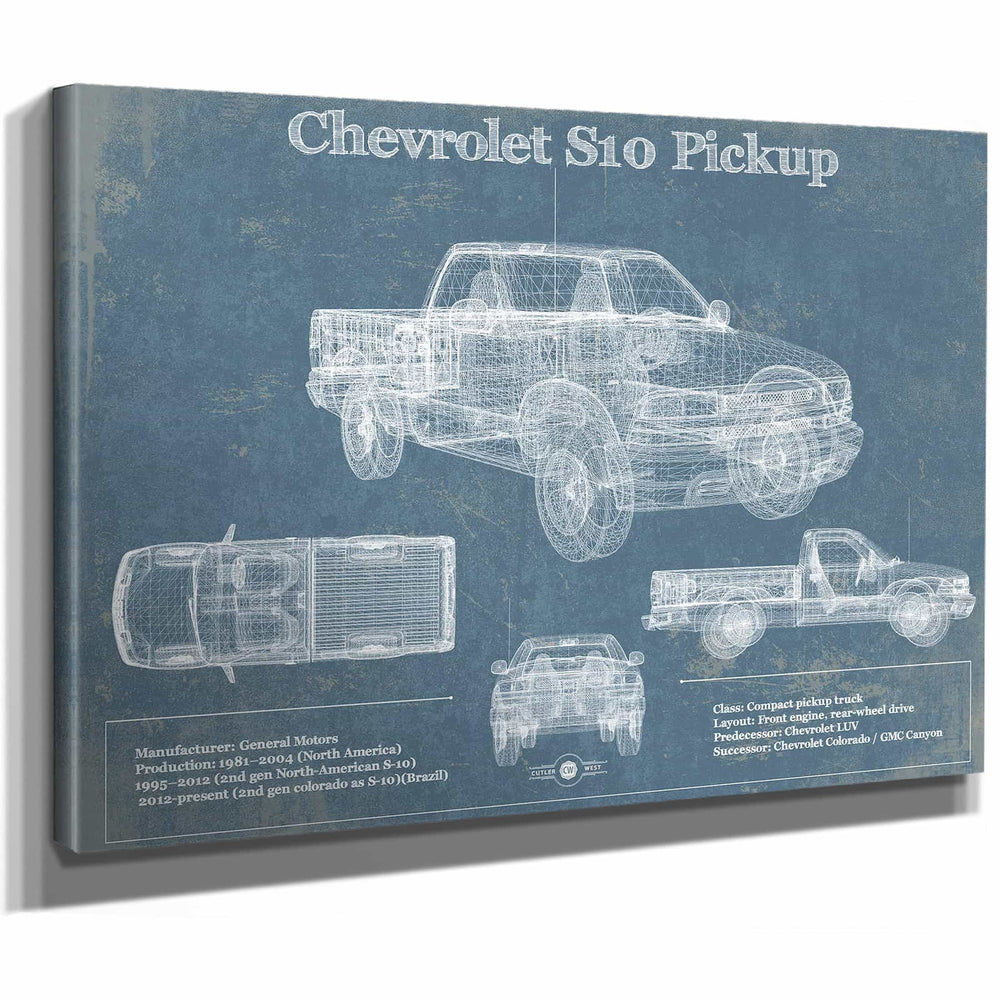 Chevrolet S10 Pickup Vintage Blueprint Auto Print