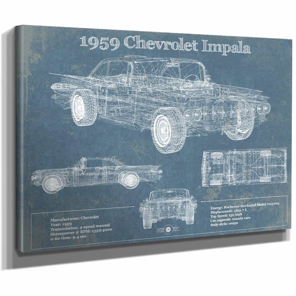 1959 Chevrolet Impala Blueprint Vintage Auto Print