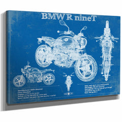 BMW R nine T Blueprint Vintage Motorcycle Print