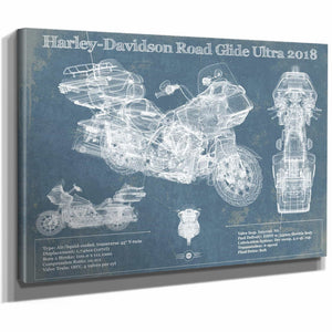 Harley-Davidson Road Glide Ultra 2018 Blueprint Motorcycle Patent Print