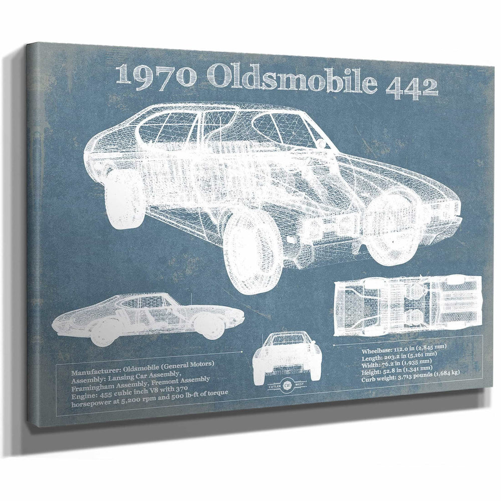 1970 Oldsmobile 442 Vintage Blueprint Auto Print