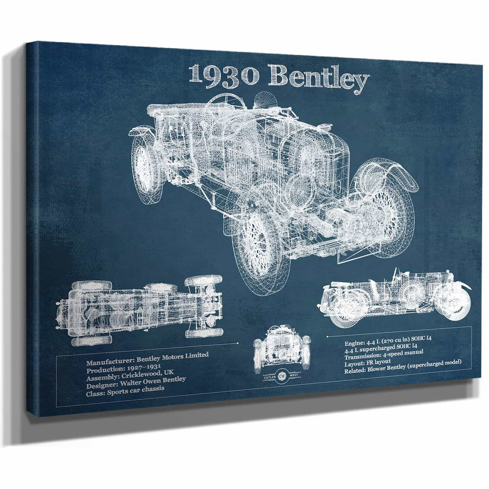 1930 Bentley Vintage Blueprint Auto Print