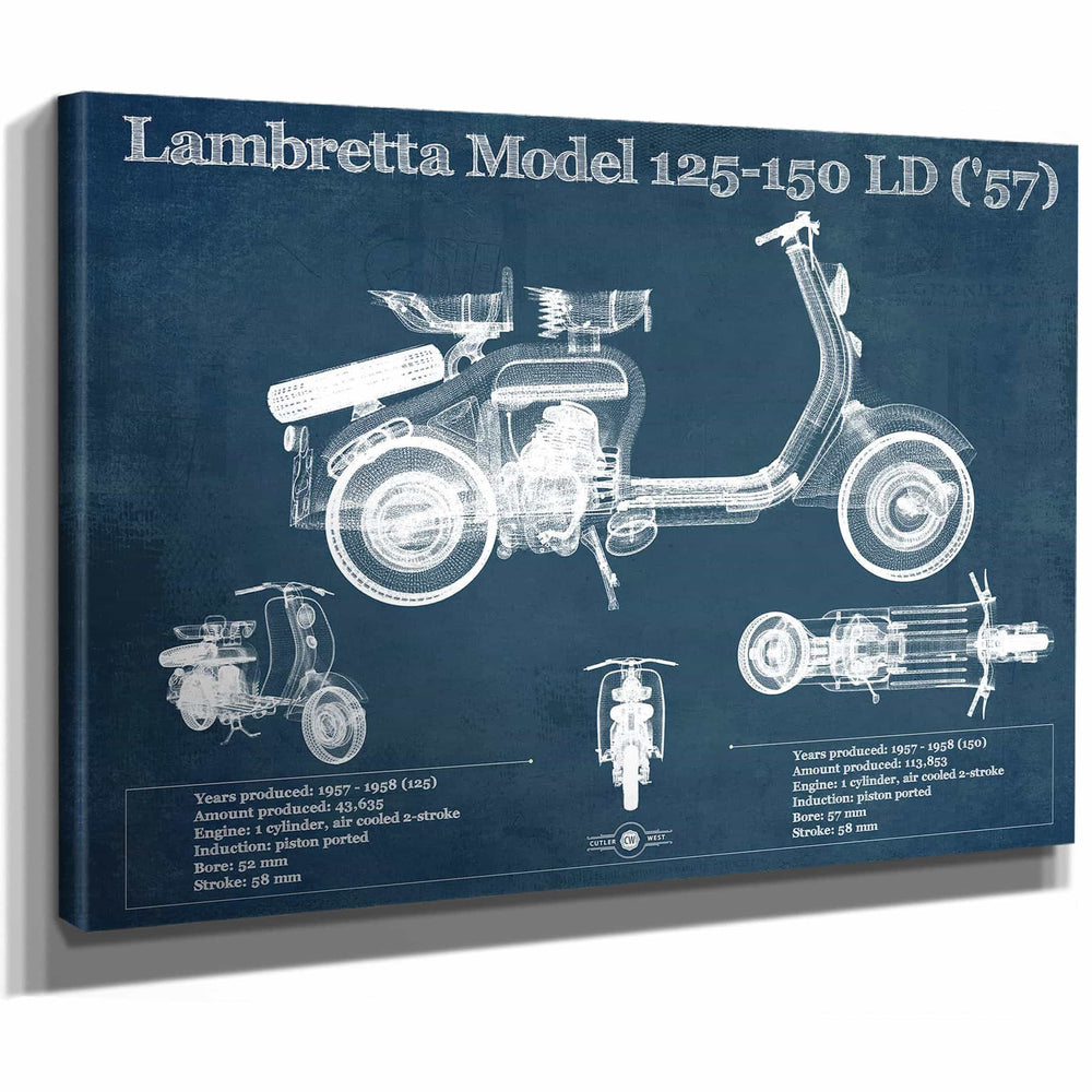 Lambretta Model 125 150 LD ('57) Vintage Blueprint Motorcycle Print