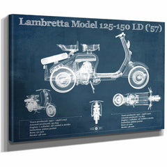 Lambretta Model 125 150 LD ('57) Vintage Blueprint Motorcycle Print