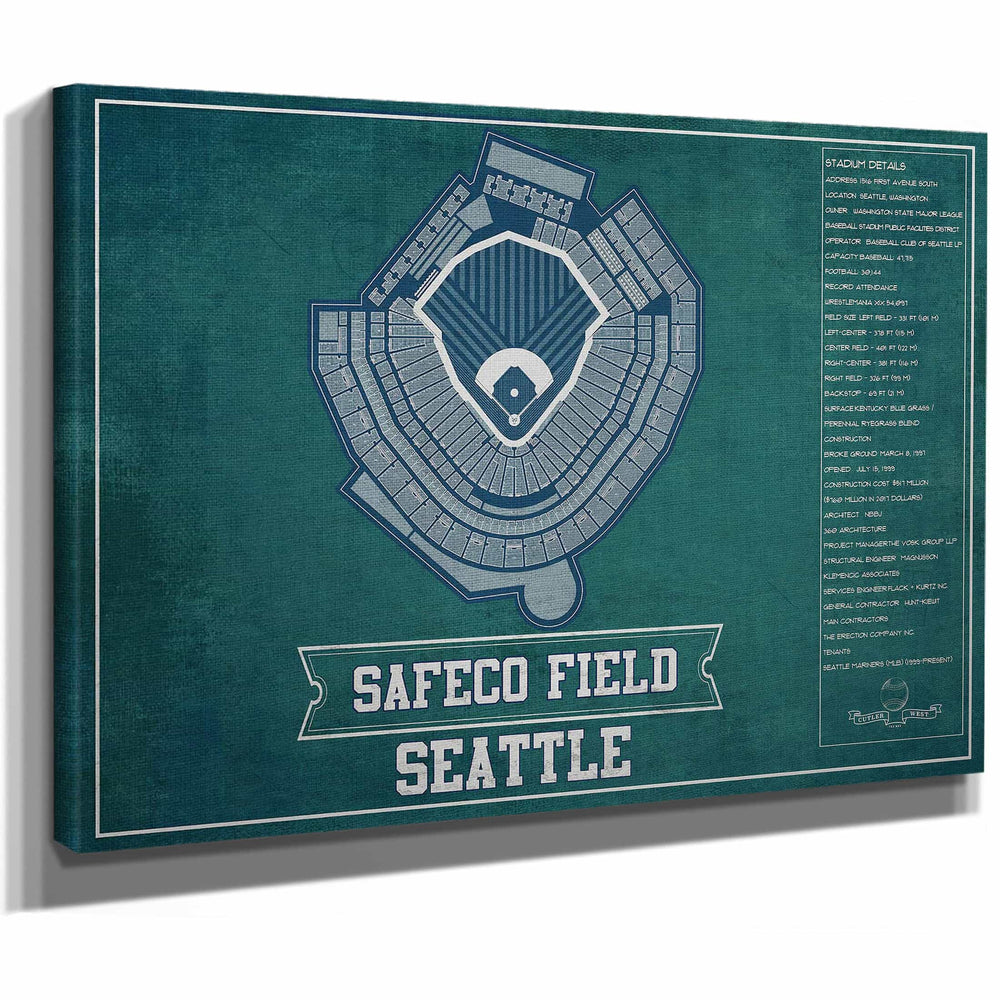 Seattle Mariners - Safeco Field Vintage Seating Chart Baseball Team Color Print