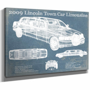 2009 Lincoln Town Car Limousine Vintage Blueprint Auto Print