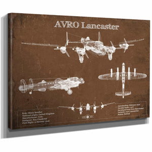 AVRO Lancaster UK Heavy Bomber Blueprint Original Military Wall Art