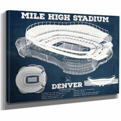 Vintage Denver Broncos Mile High Stadium Football Print