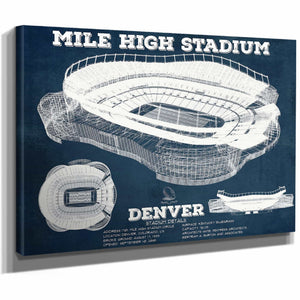 Vintage Denver Broncos Mile High Stadium Football Print