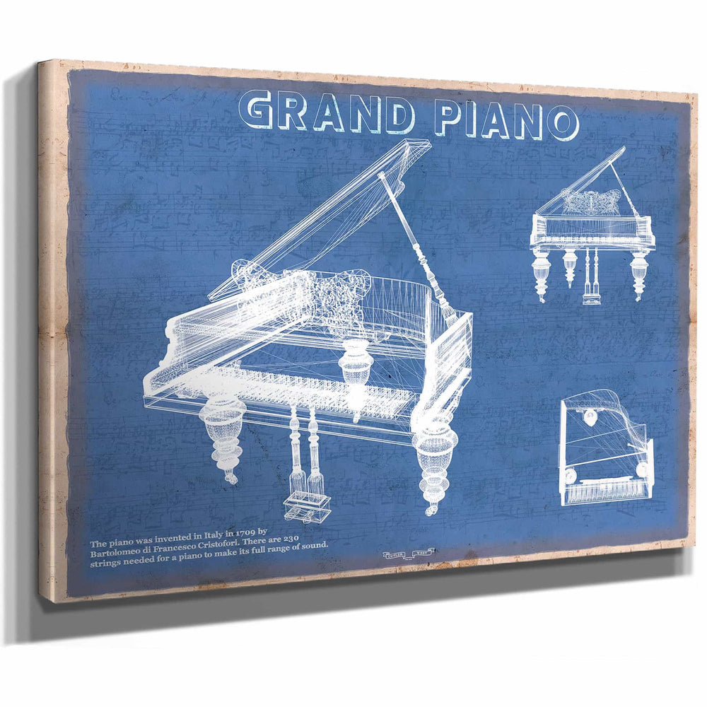 Grand Piano Musical Instrument Original Blueprint Art