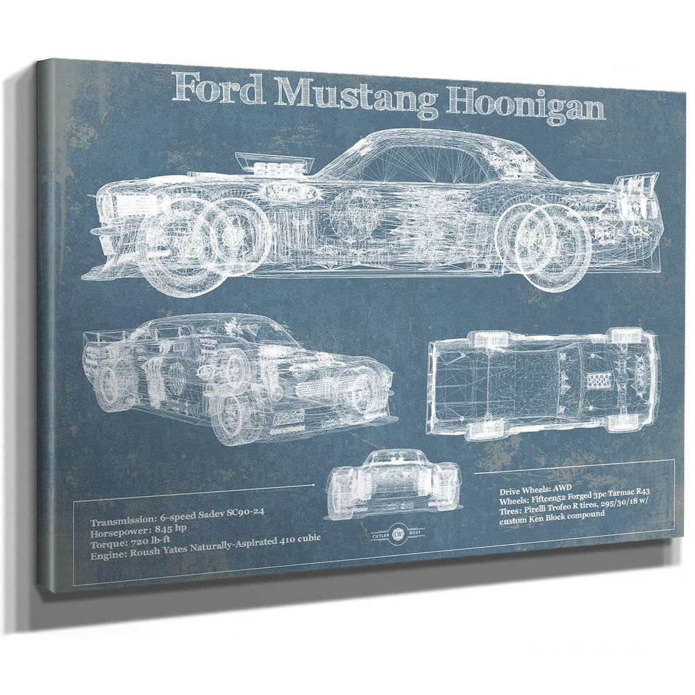 Ford Mustang Hoonigan Vintage Blueprint Auto Print