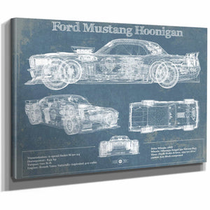 Ford Mustang Hoonigan Vintage Blueprint Auto Print