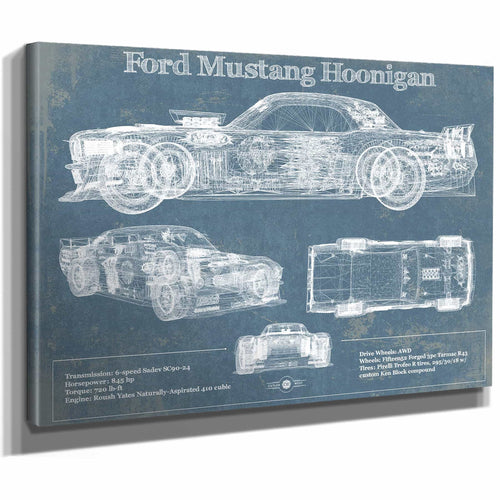 Ford Mustang Hoonigan Vintage Blueprint Auto Print