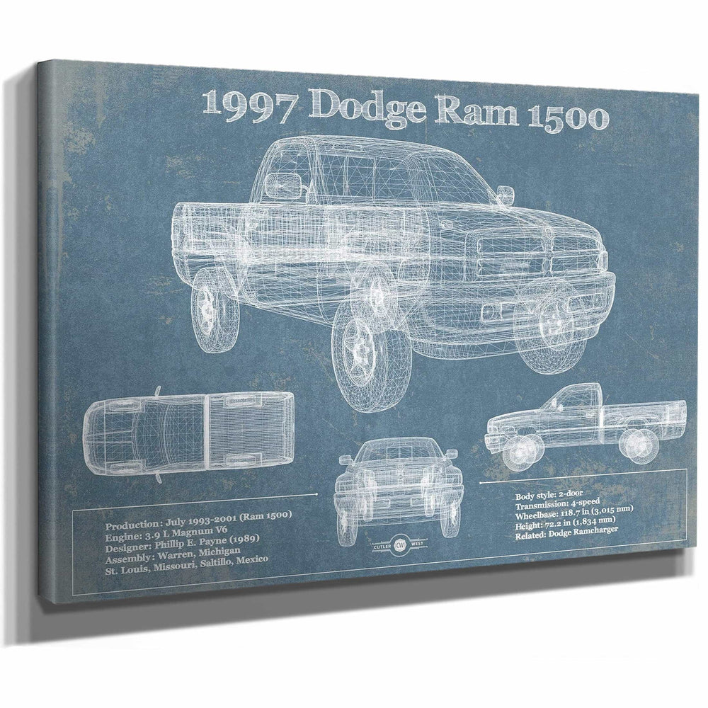 1997 Dodge Ram 1500 Vintage Blueprint Auto Print