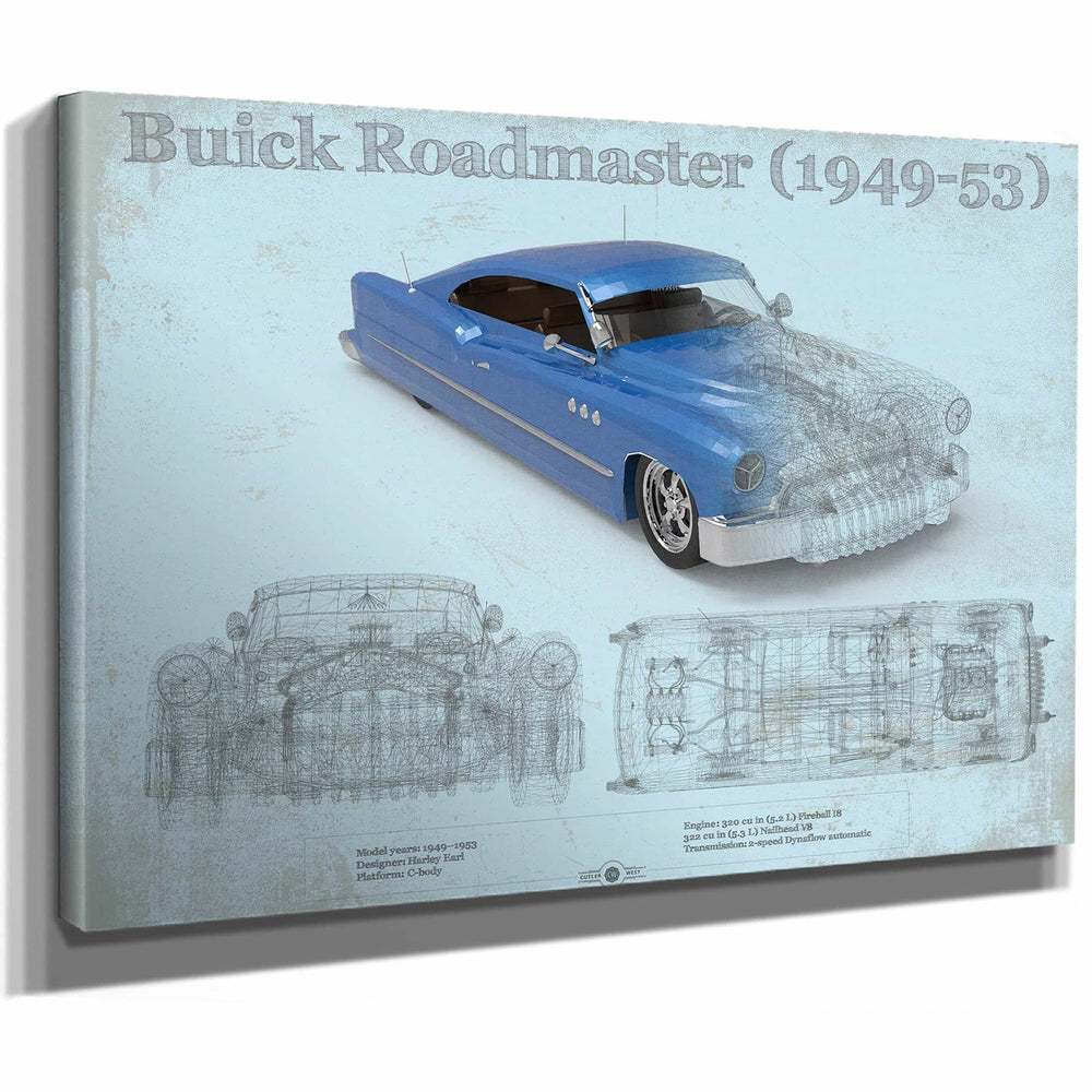 Buick Roadmaster 49-53 Sports Car Blueprint Patent Original Art