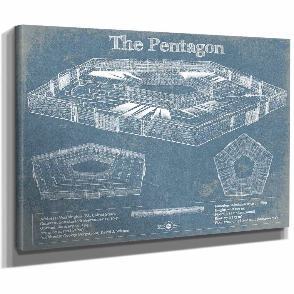 The Pentagon Vintage Blueprint Building Print