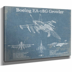 Boeing EA-18G Growler Vintage Aviation Blueprint Military Print - Custom Pilot Name Can Be Added