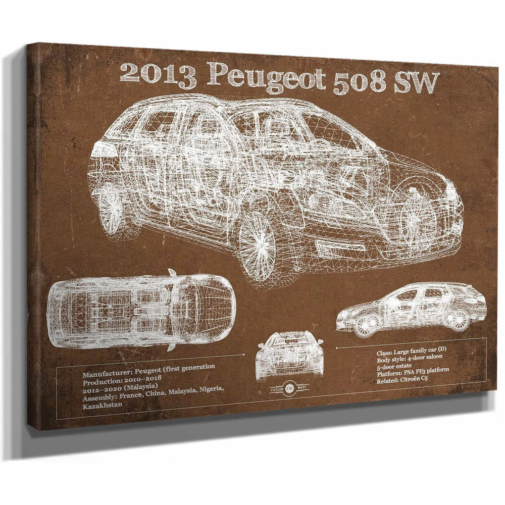 2013 Peugeot 508 SW Blueprint Vintage Auto Print
