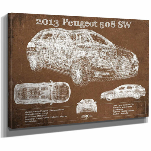 2013 Peugeot 508 SW Blueprint Vintage Auto Print