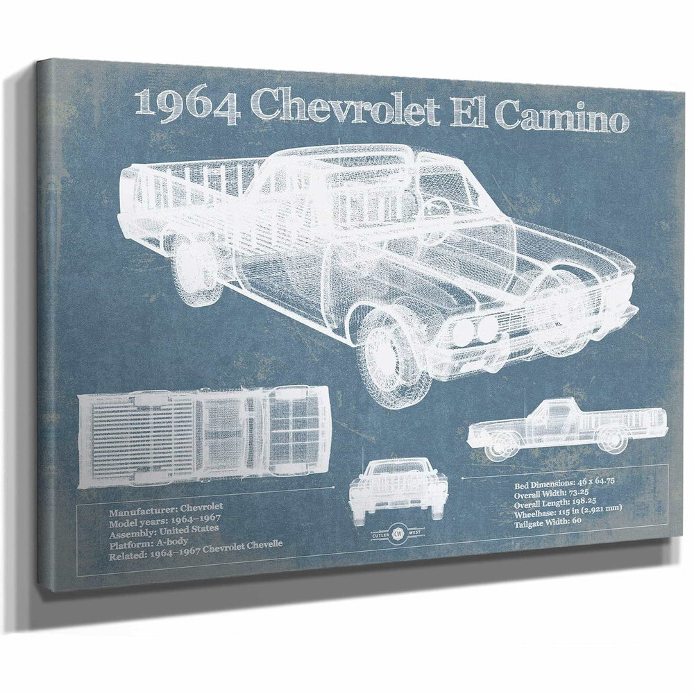 1964 Chevrolet El Camino Vintage Blueprint Auto Print