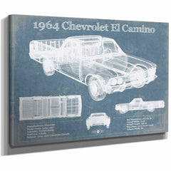 1964 Chevrolet El Camino Vintage Blueprint Auto Print