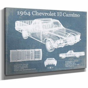 1964 Chevrolet El Camino Vintage Blueprint Auto Print