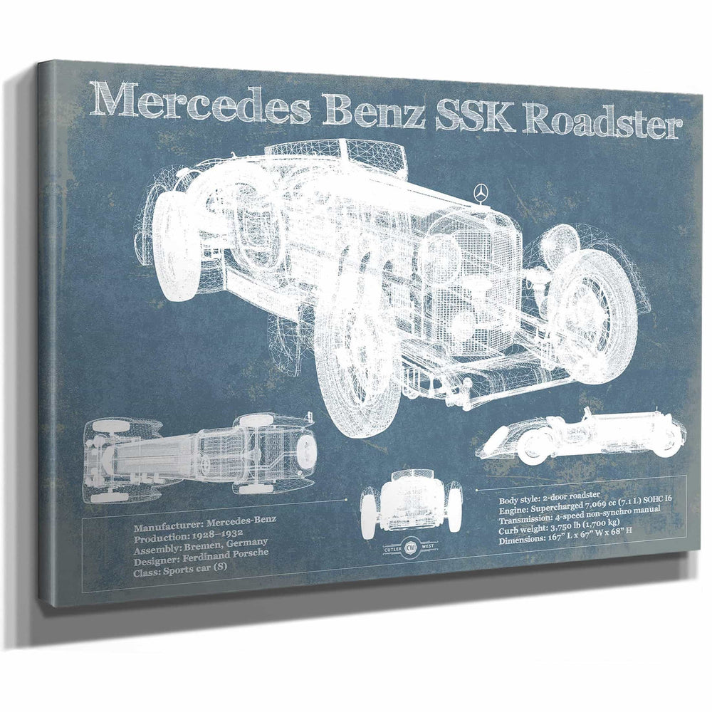 Mercedes Benz SSK Roadster Original Blueprint Art