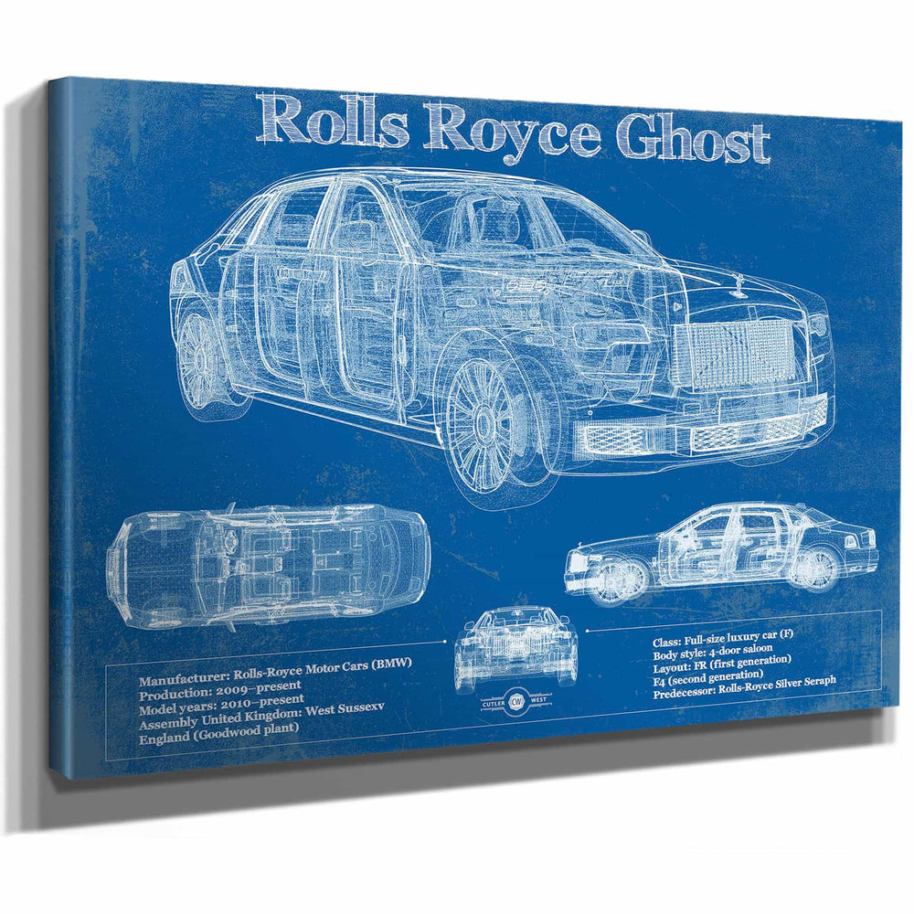 Rolls Royce Ghost 2018 Vintage Blueprint Auto Print