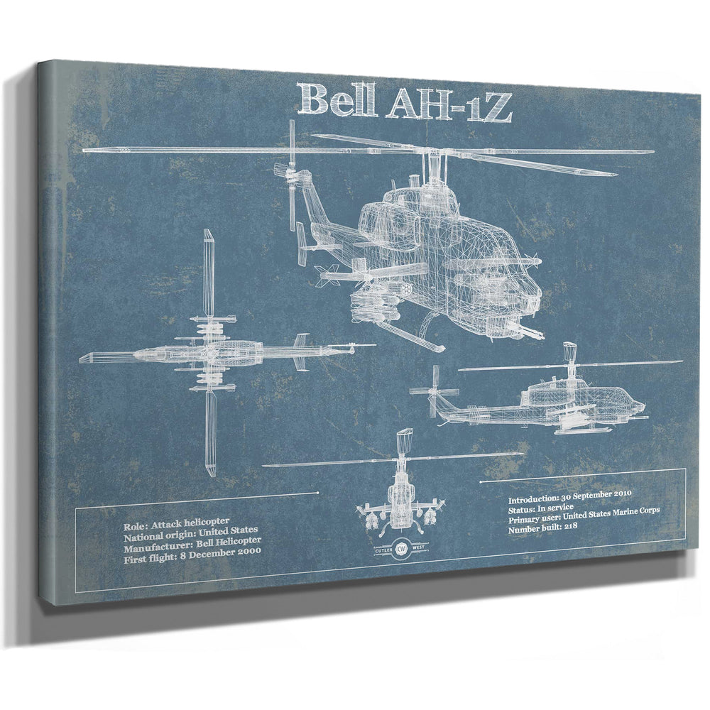 Bell AH-1 SeaCobra/Super Cobra Vintage Original Blueprint Military Print