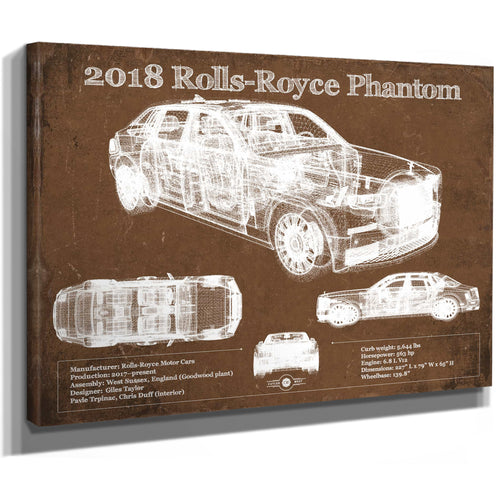 2018 Rolls Royce Phantom Vintage Blueprint Auto Print