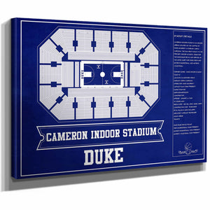 Duke Blue Devils - Cameron Indoor Stadium Seating Chart Team Color - College Basketball Blueprint Art