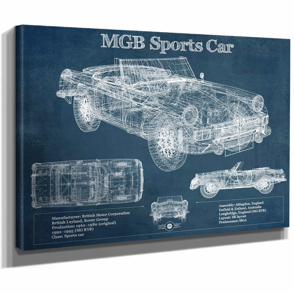 Mgb Sports Car Blueprint Vintage Auto Print