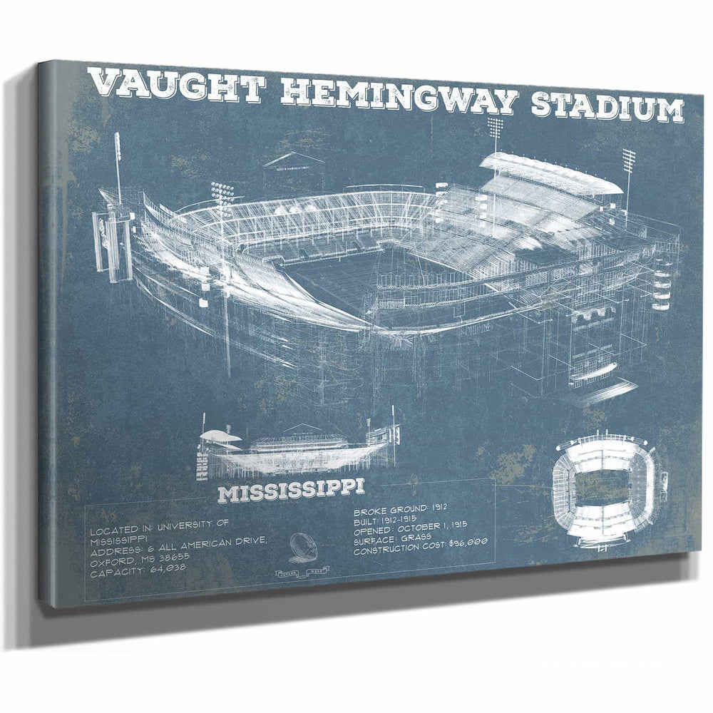 Vaught-Hemingway Stadium - Ole Miss Football Vintage Art Print