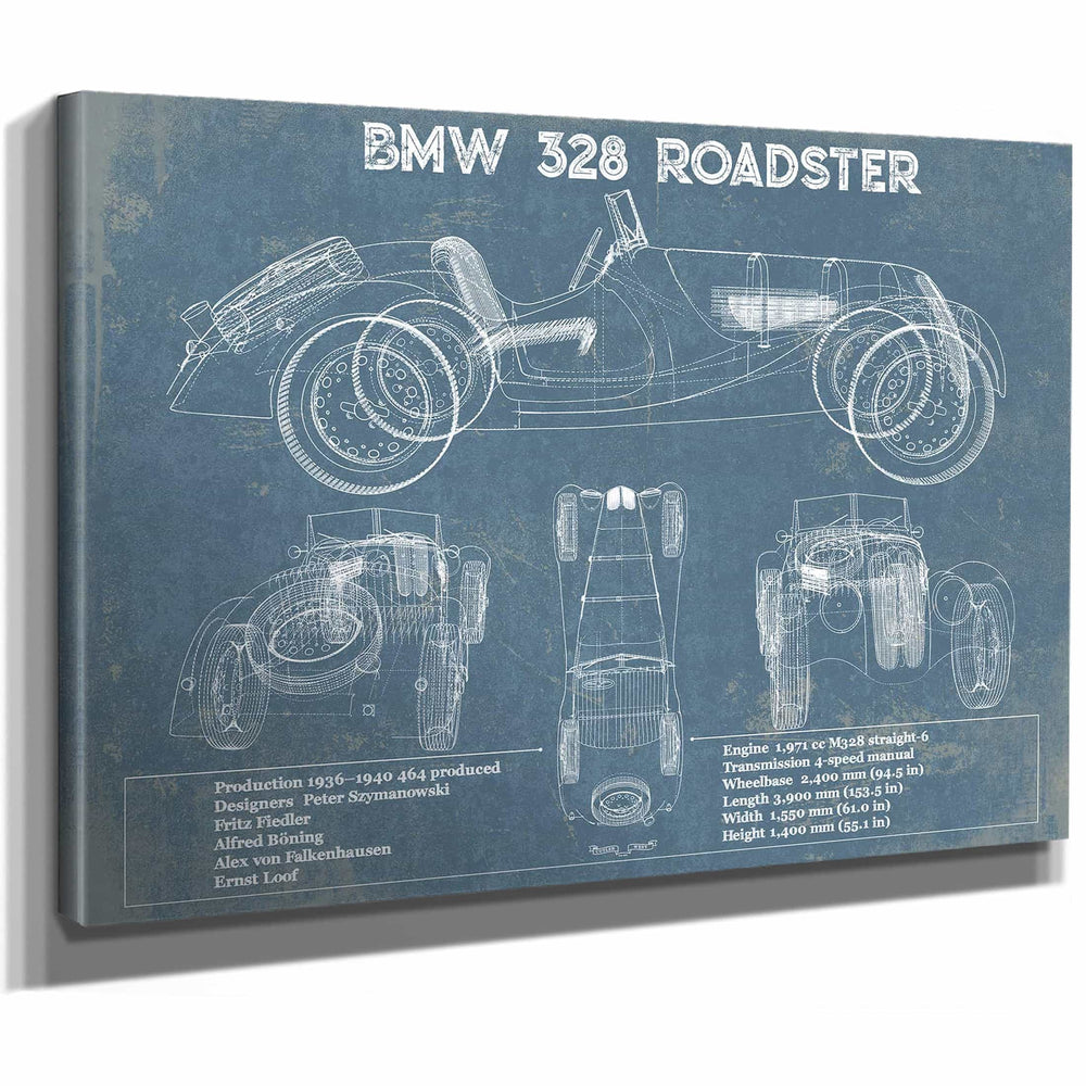 BMW 328 Roadster Blueprint Vintage Auto Print