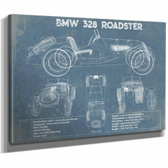 BMW 328 Roadster Blueprint Vintage Auto Print