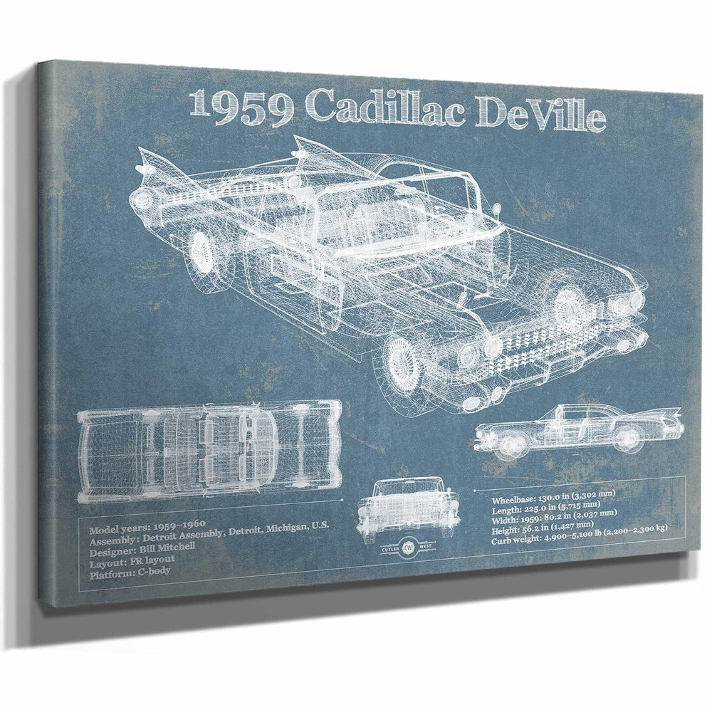 1959 Cadillac Coupe de Ville Blueprint Vintage Auto Print