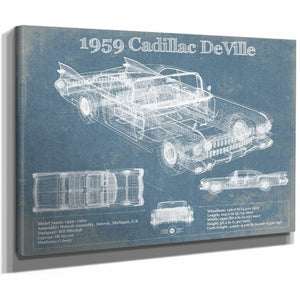 1959 Cadillac Coupe de Ville Blueprint Vintage Auto Print