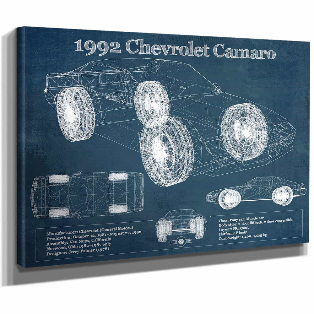 1992 Chevrolet Camaro Vintage Blueprint Auto Print