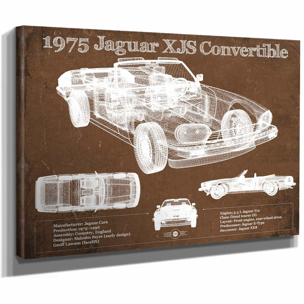1975 Jaguar Xjs Convertible Vintage Blueprint Auto Print