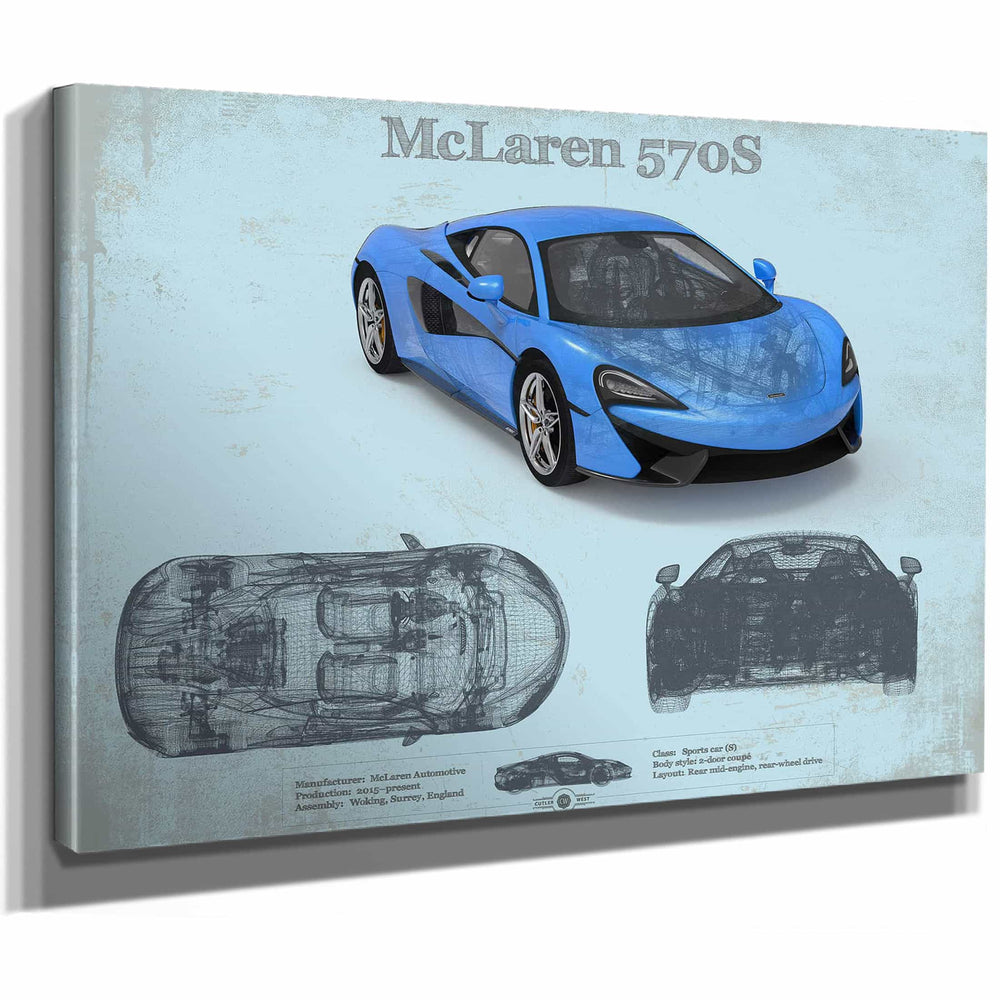 McLaren 570S Blueprint Vintage Auto Print