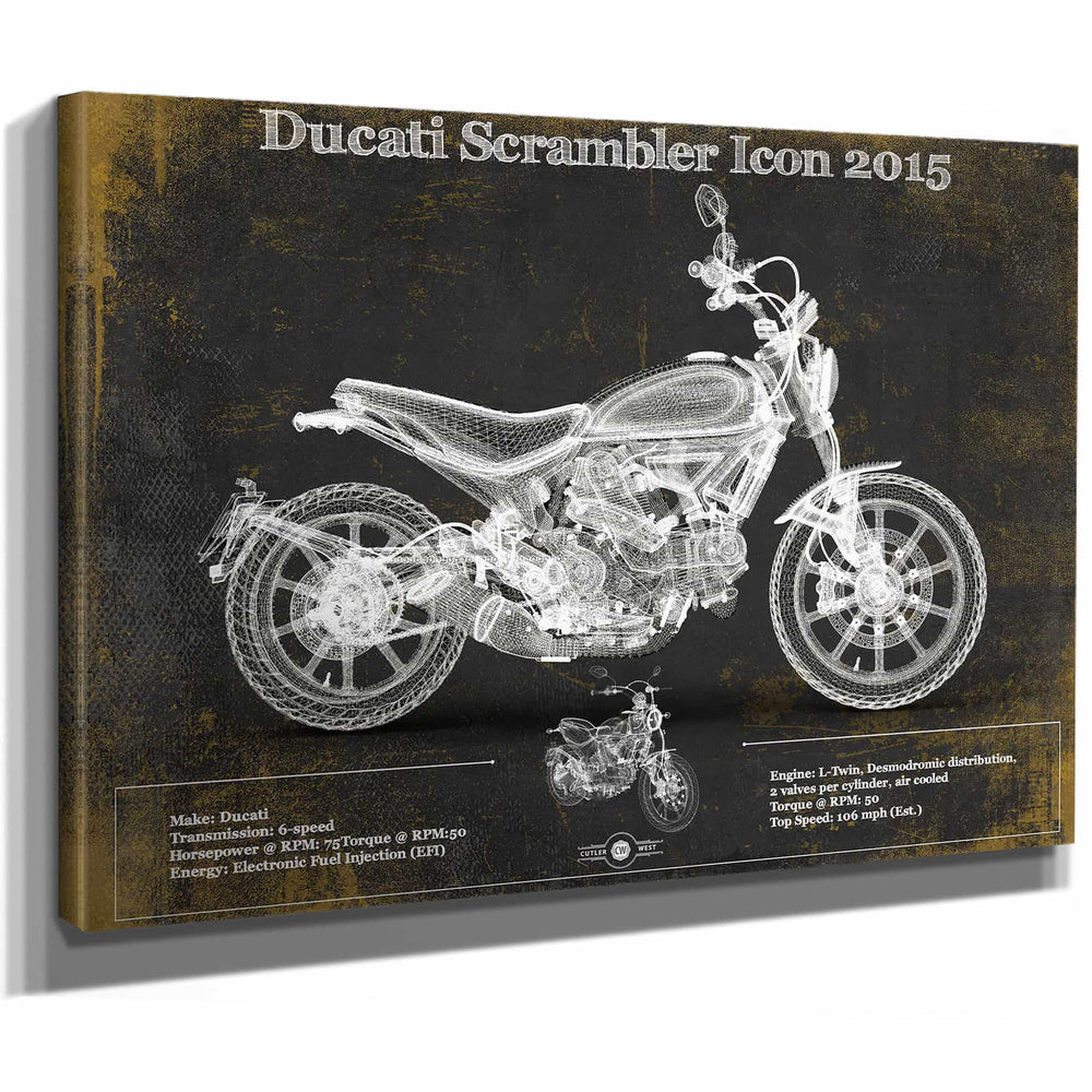 Ducati Scrambler Icon 2015 Vintage Blueprint Motorcycle Patent Print