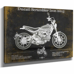 Ducati Scrambler Icon 2015 Vintage Blueprint Motorcycle Patent Print