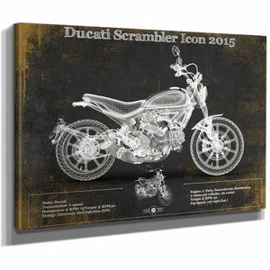 Ducati Scrambler Icon 2015 Vintage Blueprint Motorcycle Patent Print