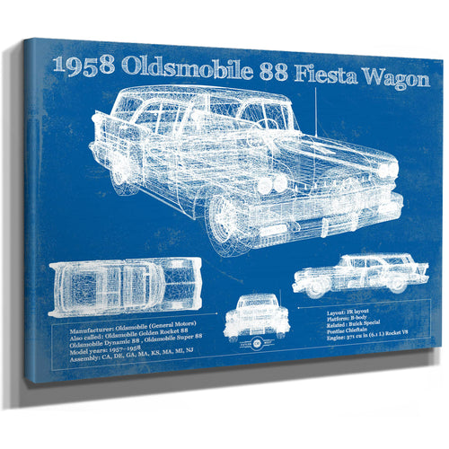 1958 Oldsmobile 88 Fiesta Wagon Vintage Blueprint Auto Print